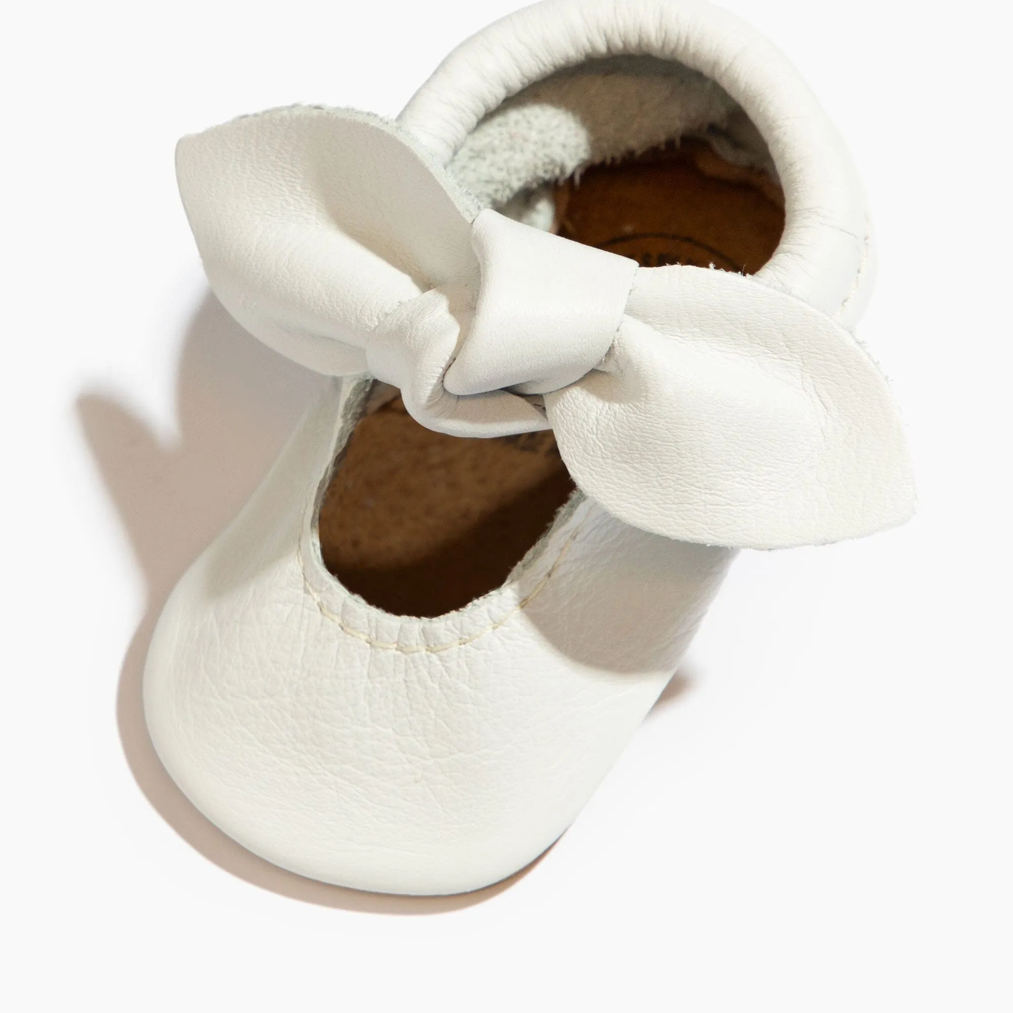 Toasted Bright White Knotted Bow Baby Shoe