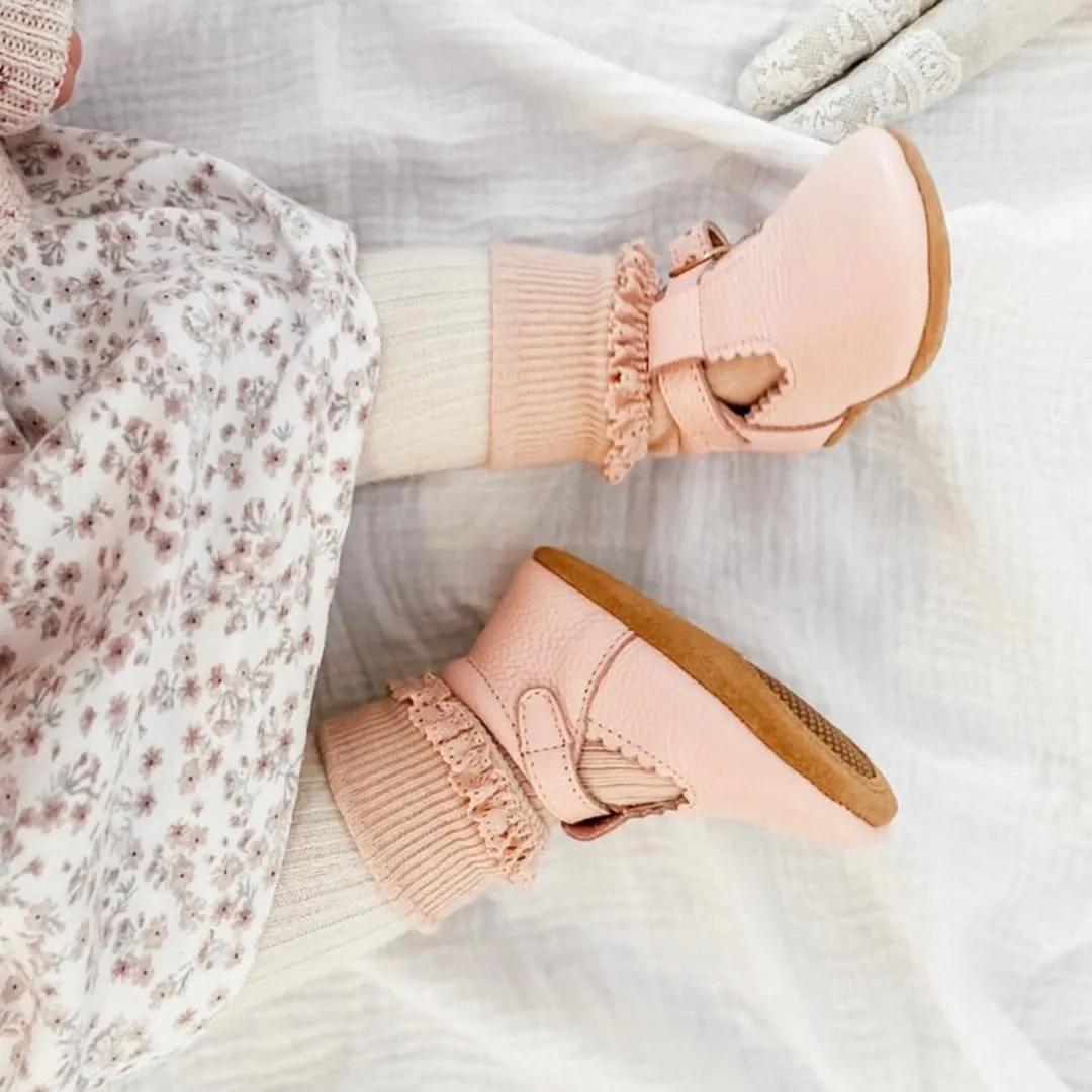 Wisp Pink Leather Baby T Bar Shoe