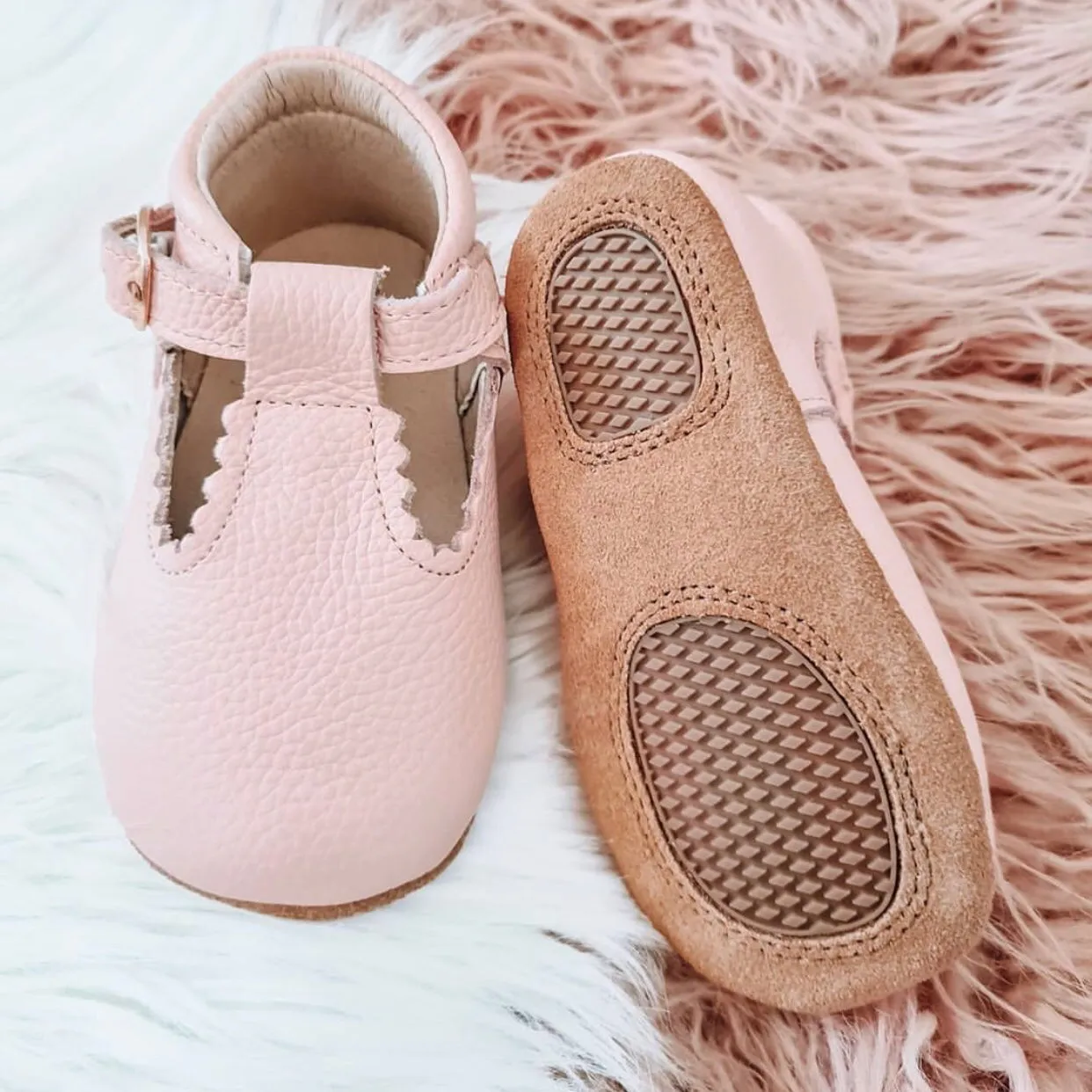 Wisp Pink Leather Baby T Bar Shoe