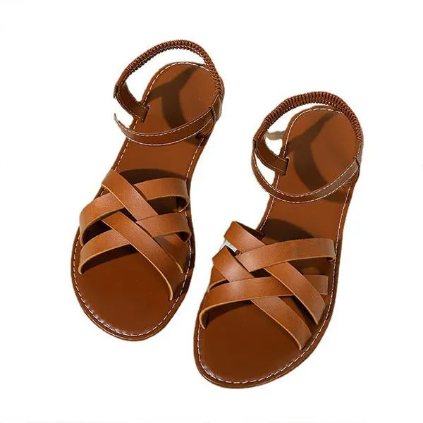 Women's Casual Retro Brown Handwoven Sandals 37722646C